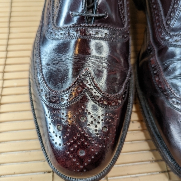 Florsheim Burgundy Leather Wingtip Brogue Oxford Dress Shoes Men's Size 10.5E 23 - Picture 4 of 10
